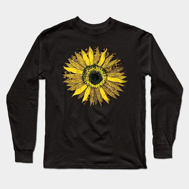 Leopard Gold sunflower Long Sleeve T-Shirt by Samphelinshop